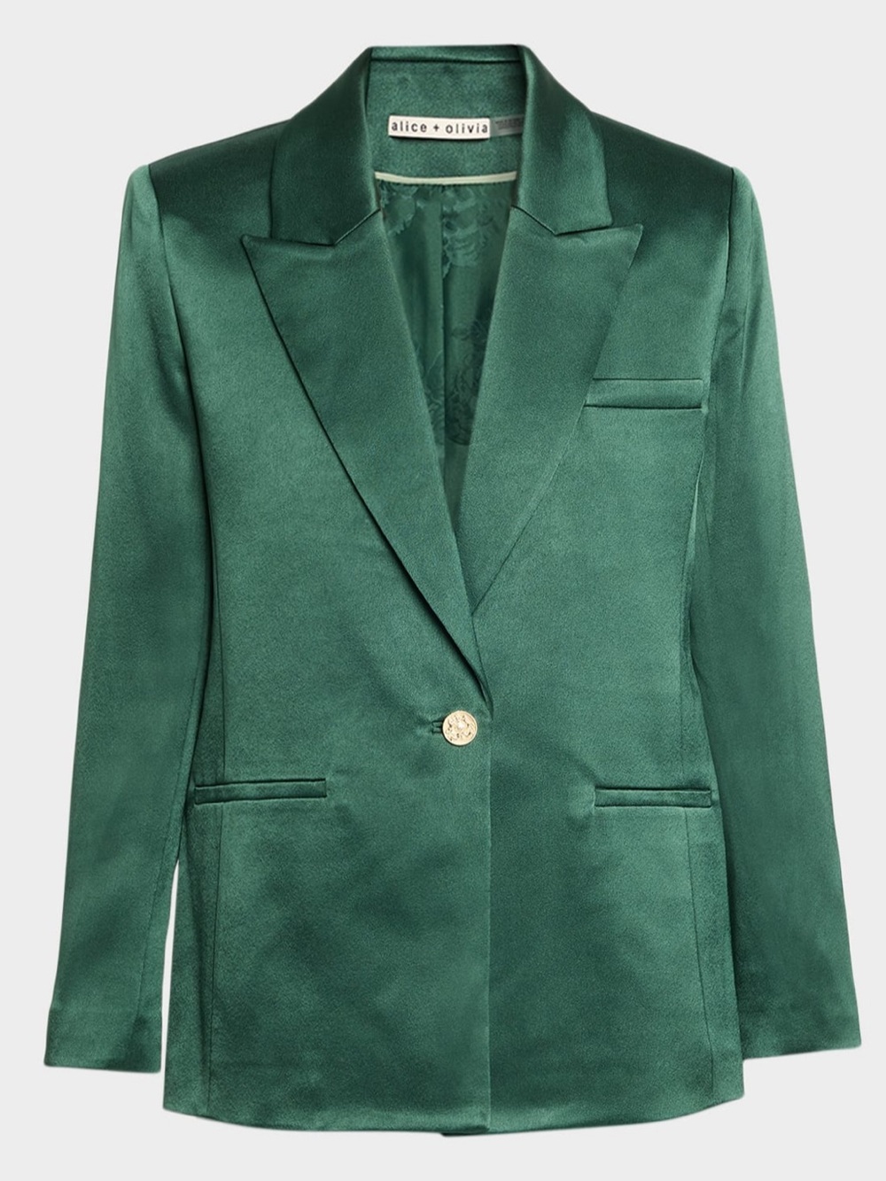 ALICE + OLIVIA Silas Satin Single-Breasted Blazer